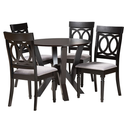 Baxton Studio - Angie Dining Set in Grey/Dark Brown - Angie-Grey/Dark Brown-5PC Dining Set view 1