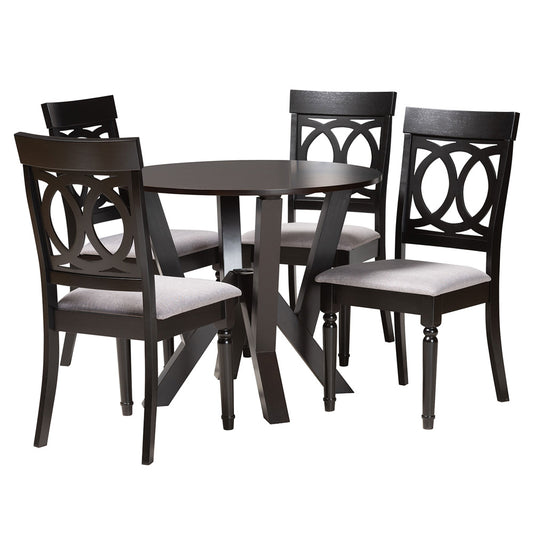 Baxton Studio - Angie Dining Set in Grey/Dark Brown - Angie-Grey/Dark Brown-5PC Dining Set view 1