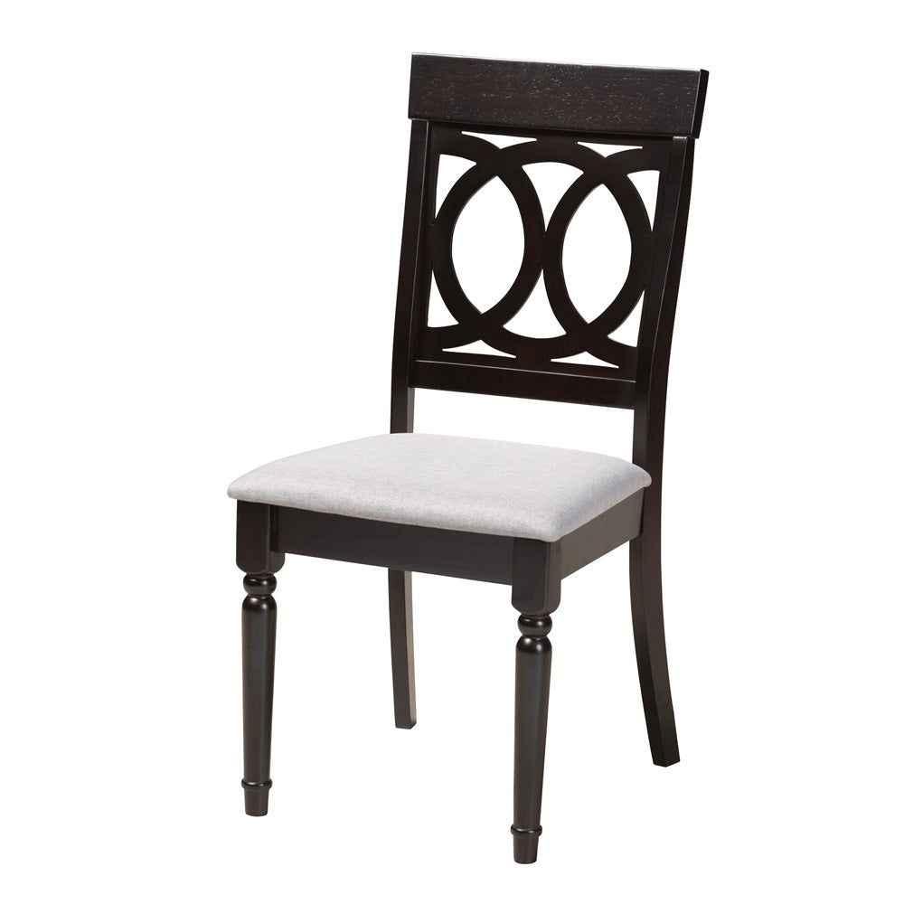Baxton Studio - Angie Dining Set in Grey/Dark Brown - Angie-Grey/Dark Brown-5PC Dining Set view 2