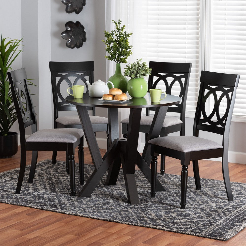 Baxton Studio - Angie Dining Set in Grey/Dark Brown - Angie-Grey/Dark Brown-5PC Dining Set view 8