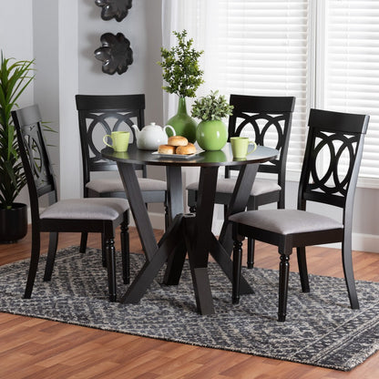 Baxton Studio - Angie Dining Set in Grey/Dark Brown - Angie-Grey/Dark Brown-5PC Dining Set view 8