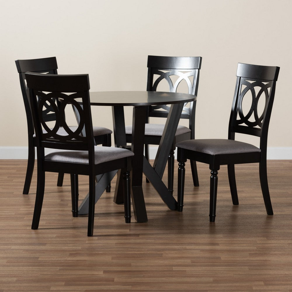 Baxton Studio - Angie Dining Set in Grey/Dark Brown - Angie-Grey/Dark Brown-5PC Dining Set view 9