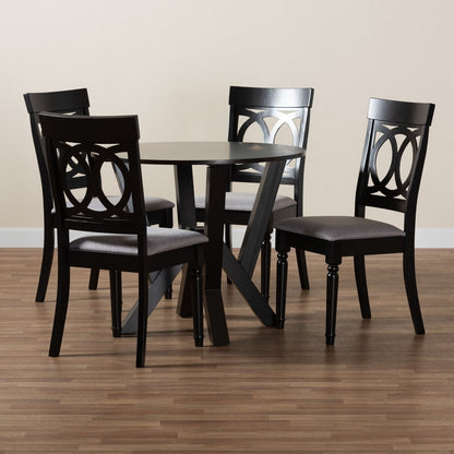 Baxton Studio - Angie Dining Set in Grey/Dark Brown - Angie-Grey/Dark Brown-5PC Dining Set view 9