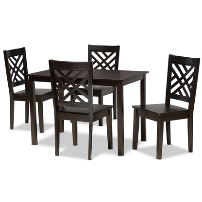 Baxton Studio - Ani Dining Set in Dark Brown - Ani-Dark Brown-5PC Dining Set view 1