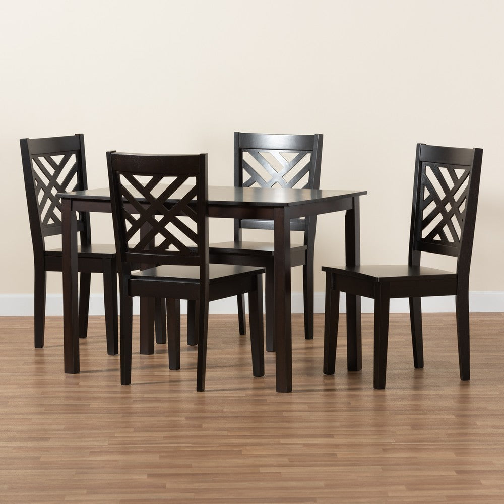 Baxton Studio - Ani Dining Set in Dark Brown - Ani-Dark Brown-5PC Dining Set view 8