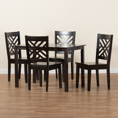 Baxton Studio - Ani Dining Set in Dark Brown - Ani-Dark Brown-5PC Dining Set view 8