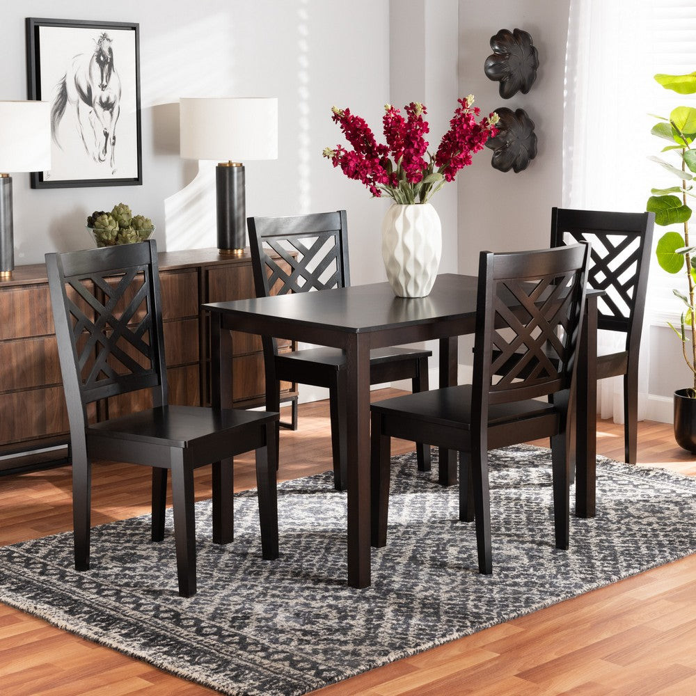 Baxton Studio - Ani Dining Set in Dark Brown - Ani-Dark Brown-5PC Dining Set view 11