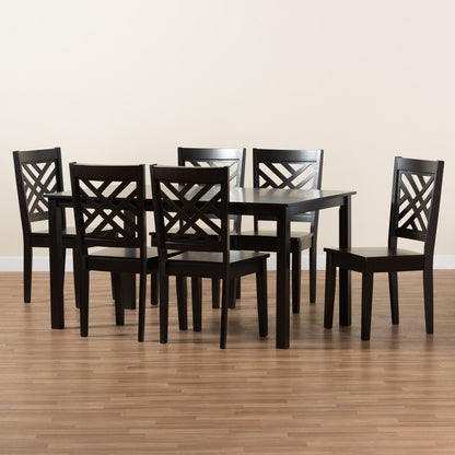 Baxton Studio - Ani Dining Set in Dark Brown - Ani-Dark Brown-7PC Dining Set view 8
