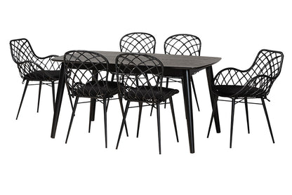 Baxton Studio - Aniceta Dining Set - KYG013C-Black-7PC Dining Set view 1