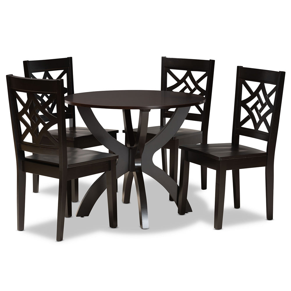 Baxton Studio - Anila Dining Set in Dark Brown - Anila-Dark Brown-5PC Dining Set view 1