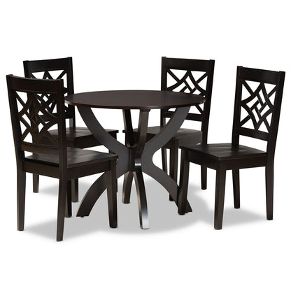 Baxton Studio - Anila Dining Set in Dark Brown - Anila-Dark Brown-5PC Dining Set view 1