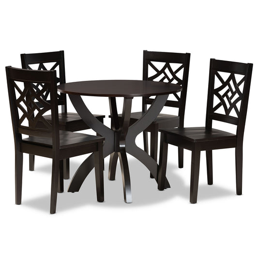 Baxton Studio - Anila Dining Set in Dark Brown - Anila-Dark Brown-5PC Dining Set view 1