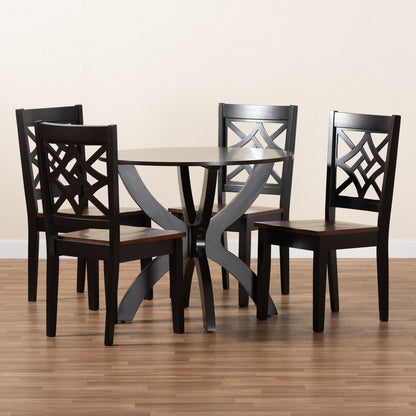 Baxton Studio - Anila Dining Set in Dark Brown/Walnut Brown - Anila-Dark Brown/Walnut-5PC Dining Set view 8