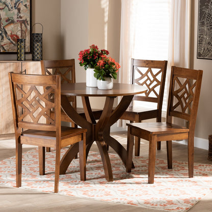Baxton Studio - Anila Dining Set in Walnut Brown - Anila-Walnut-5PC Dining Set view 7