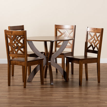 Baxton Studio - Anila Dining Set in Walnut Brown - Anila-Walnut-5PC Dining Set view 8