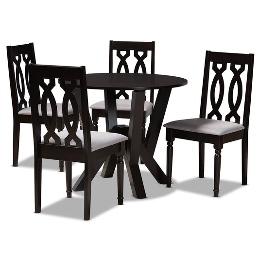 Baxton Studio - Anise Dining Set in Grey/Dark Brown - Anise-Grey/Dark Brown-5PC Dining Set view 1