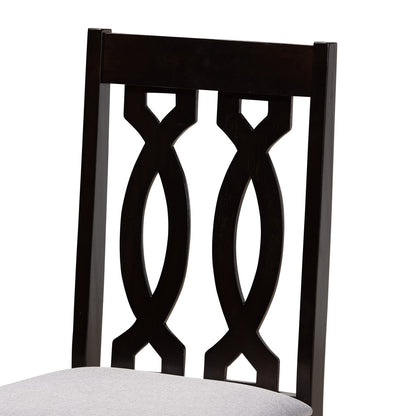 Baxton Studio - Anise Dining Set in Grey/Dark Brown - Anise-Grey/Dark Brown-5PC Dining Set view 5