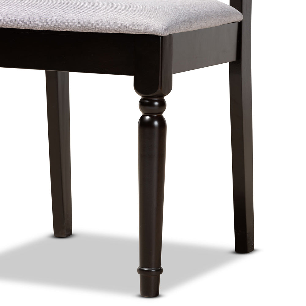 Baxton Studio - Anise Dining Set in Grey/Dark Brown - Anise-Grey/Dark Brown-5PC Dining Set view 6