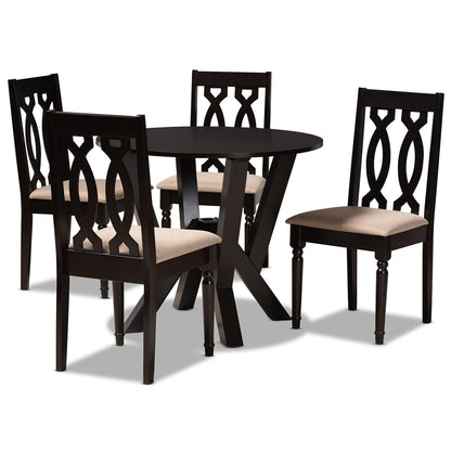 Baxton Studio - Anise Dining Set in Sand/Dark Brown - Anise-Sand/Dark Brown-5PC Dining Set view 1