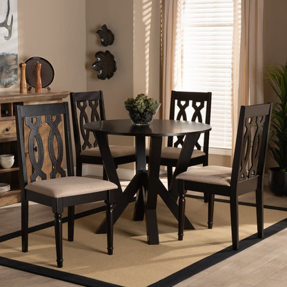 Baxton Studio - Anise Dining Set in Sand/Dark Brown - Anise-Sand/Dark Brown-5PC Dining Set view 7