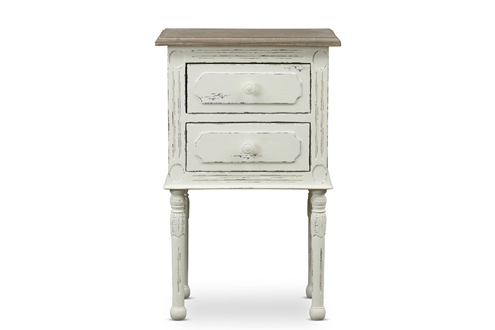 Baxton Studio - Anjou Nightstand in White/Light Brown - PLM4VM/M B-CA view 1