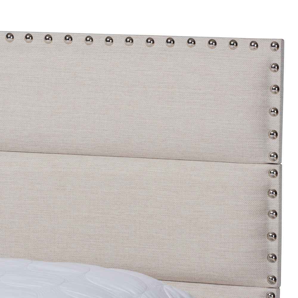 Baxton Studio - Ansa Full Size Bed in Beige/Black - CF9084C-Beige-Full view 4