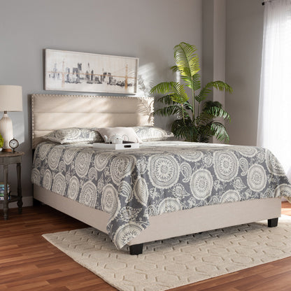 Baxton Studio - Ansa Full Size Bed in Beige/Black - CF9084C-Beige-Full view 6