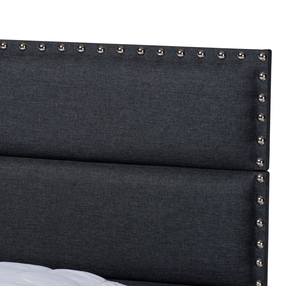 Baxton Studio - Ansa Full Size Bed in Dark Grey/Black - CF9084C-Charcoal-Full view 4