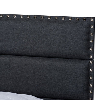 Baxton Studio - Ansa Full Size Bed in Dark Grey/Black - CF9084C-Charcoal-Full view 4