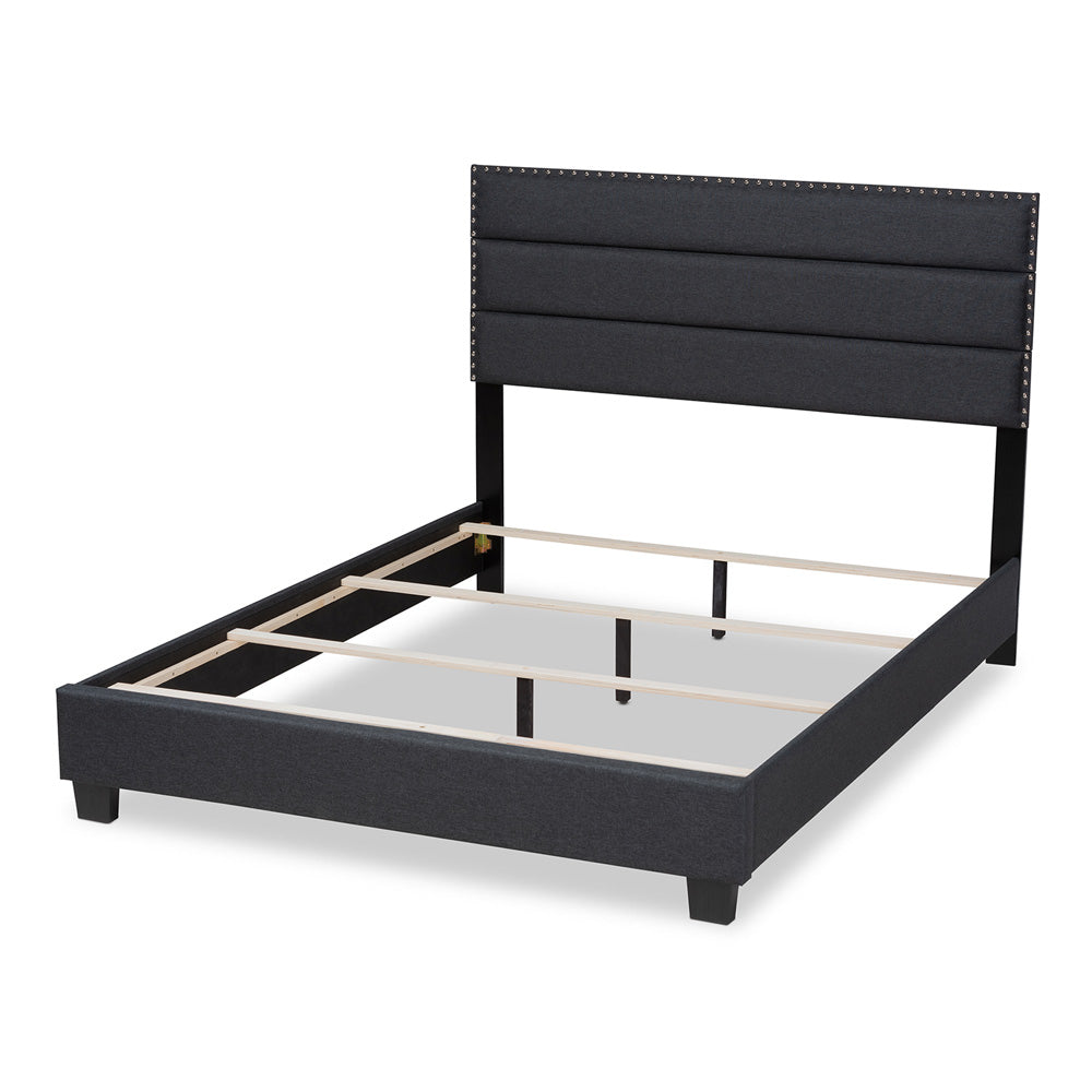 Baxton Studio - Ansa King Size Bed in Dark Grey/Black - CF9084C-Charcoal-King view 3