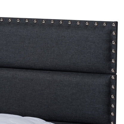 Baxton Studio - Ansa King Size Bed in Dark Grey/Black - CF9084C-Charcoal-King view 4