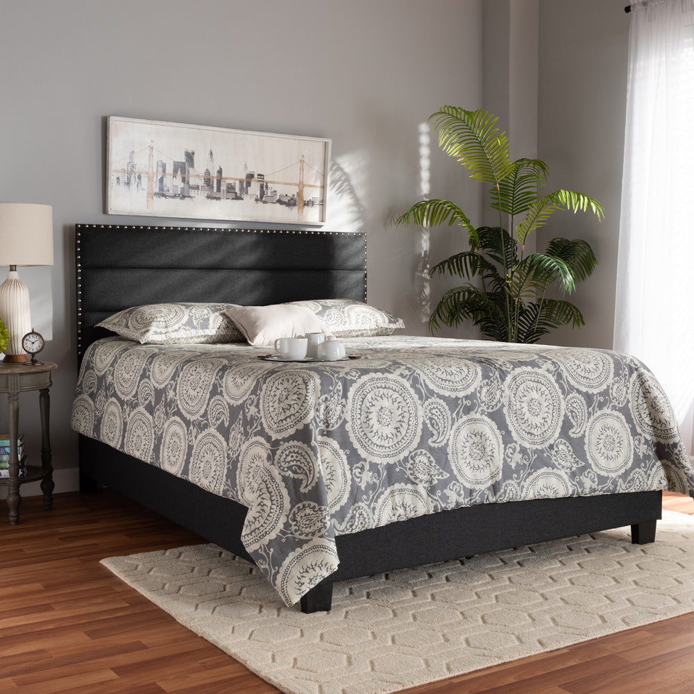 Baxton Studio - Ansa King Size Bed in Dark Grey/Black - CF9084C-Charcoal-King view 6