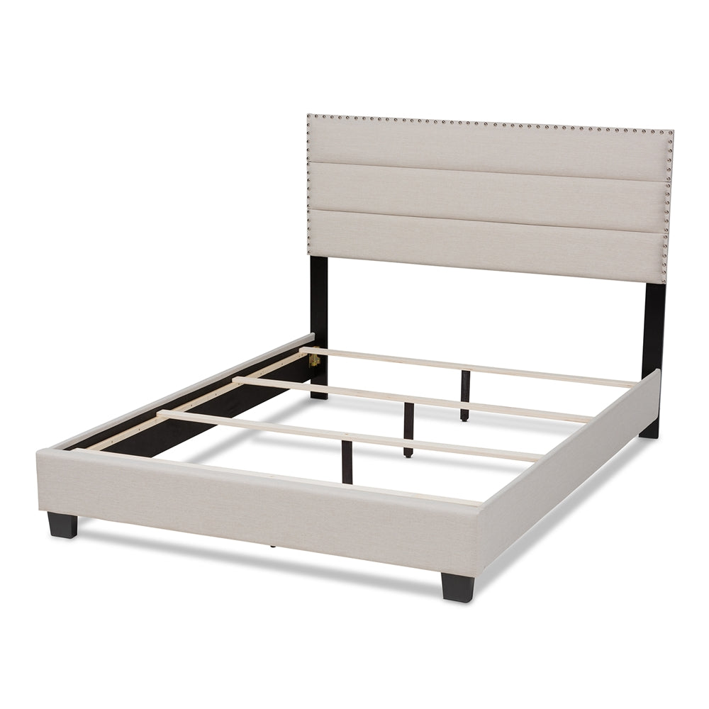 Baxton Studio - Ansa Queen Size Bed in Beige/Black - CF9084C-Beige-Queen view 3