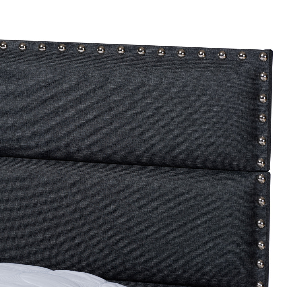Baxton Studio - Ansa Queen Size Bed in Dark Grey/Black - CF9084C-Charcoal-Queen view 4