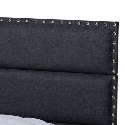 Baxton Studio - Ansa Queen Size Bed in Dark Grey/Black - CF9084C-Charcoal-Queen view 4