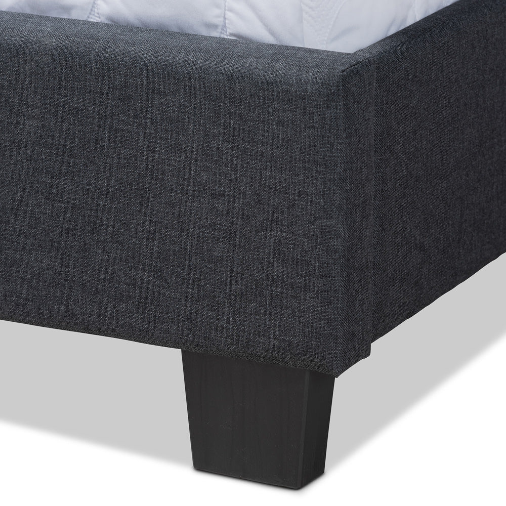 Baxton Studio - Ansa Queen Size Bed in Dark Grey/Black - CF9084C-Charcoal-Queen view 5
