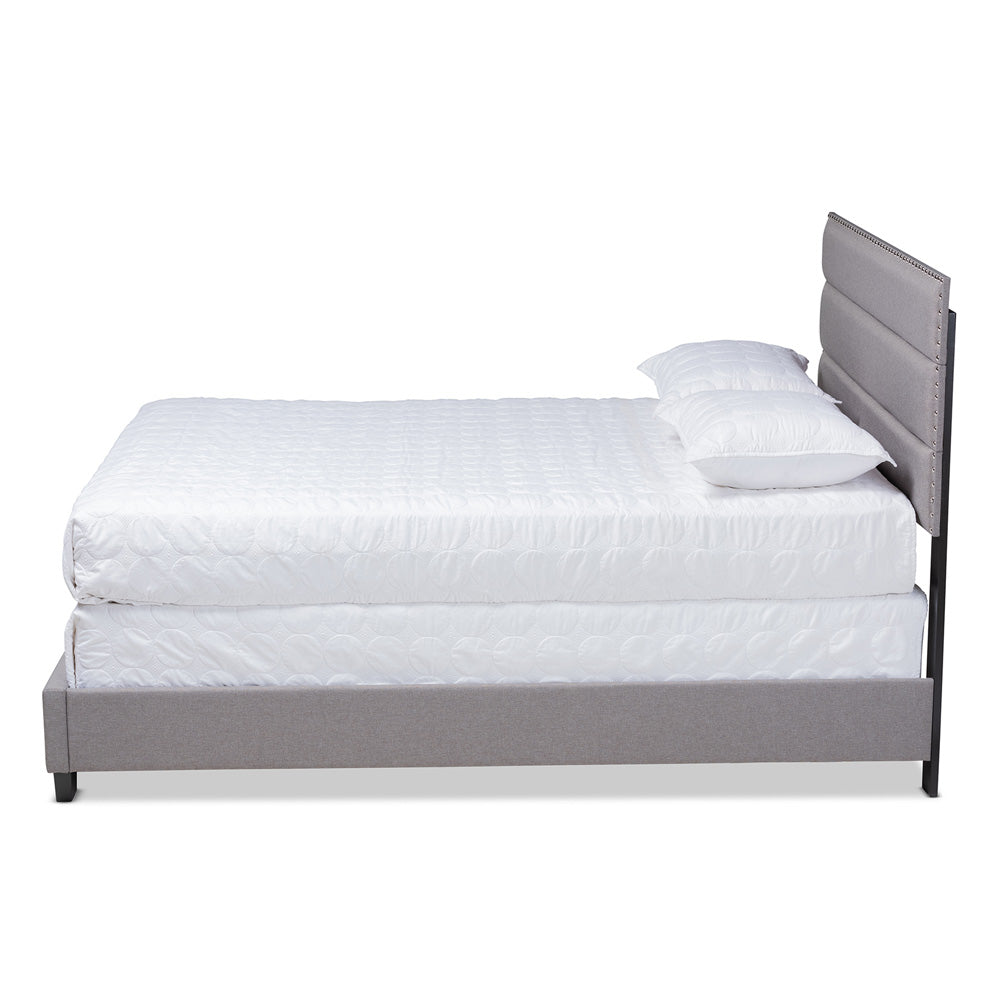 Baxton Studio - Ansa Queen Size Bed in Grey/Black - CF9084C-Grey-Queen view 2