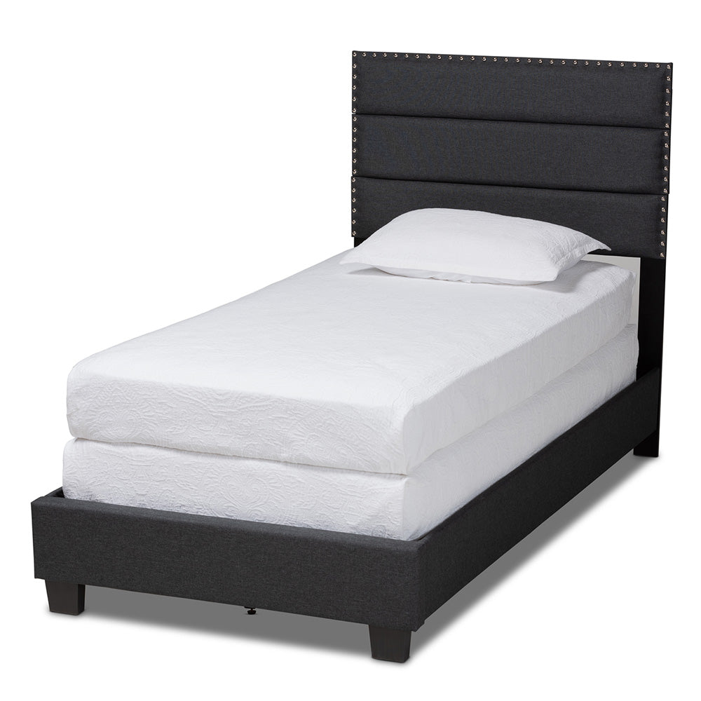 Baxton Studio - Ansa Twin Size Bed in Dark Grey/Black - CF9084C-Charcoal-Twin view 1