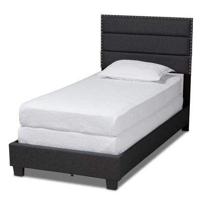 Baxton Studio - Ansa Twin Size Bed in Dark Grey/Black - CF9084C-Charcoal-Twin view 1