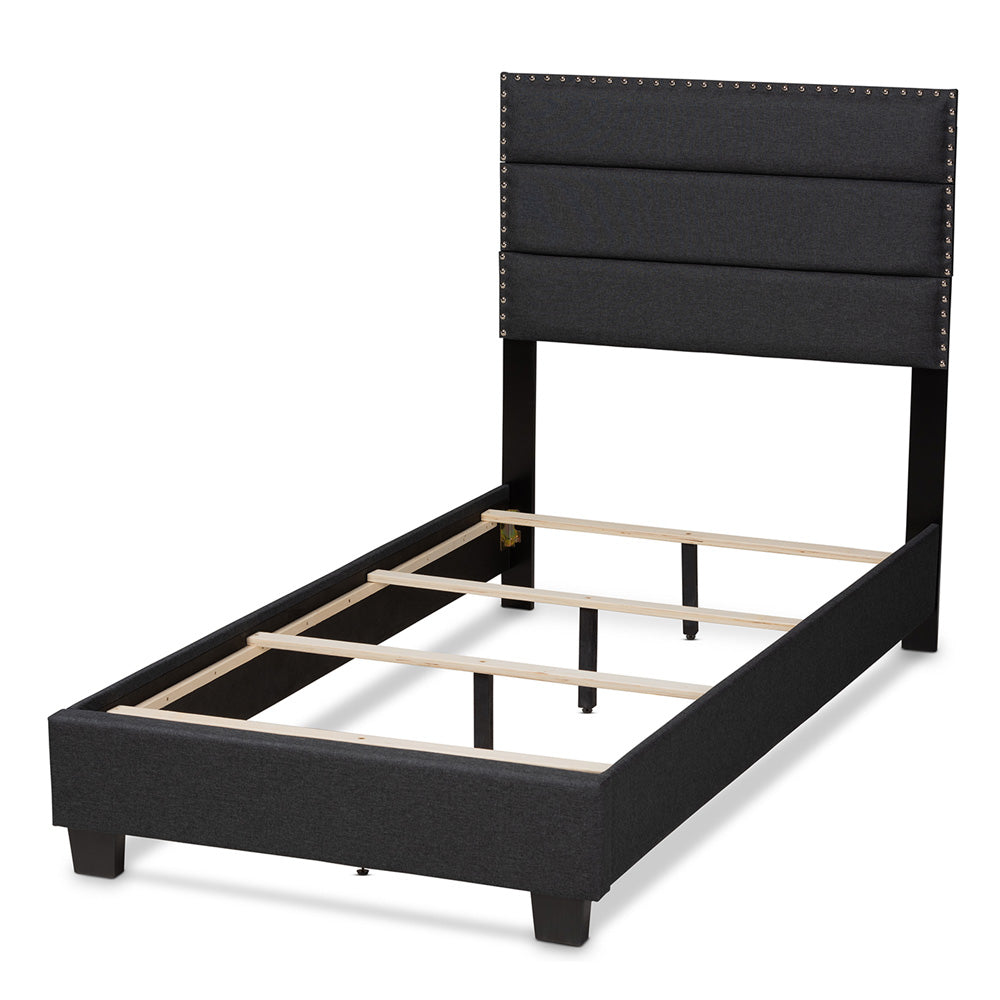 Baxton Studio - Ansa Twin Size Bed in Dark Grey/Black - CF9084C-Charcoal-Twin view 3