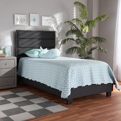 Baxton Studio - Ansa Twin Size Bed in Dark Grey/Black - CF9084C-Charcoal-Twin view 6