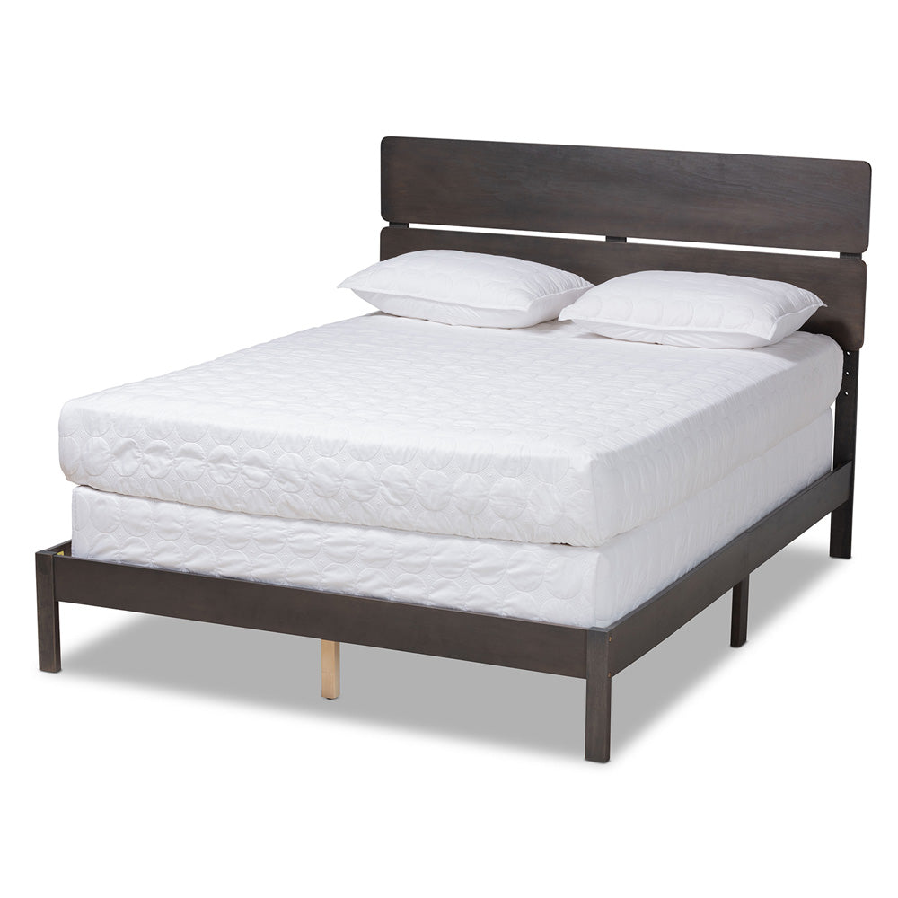 Baxton Studio - Anthony Queen Size Bed in Dark Greyish Oak - MG0024-Green Gray-Queen view 1