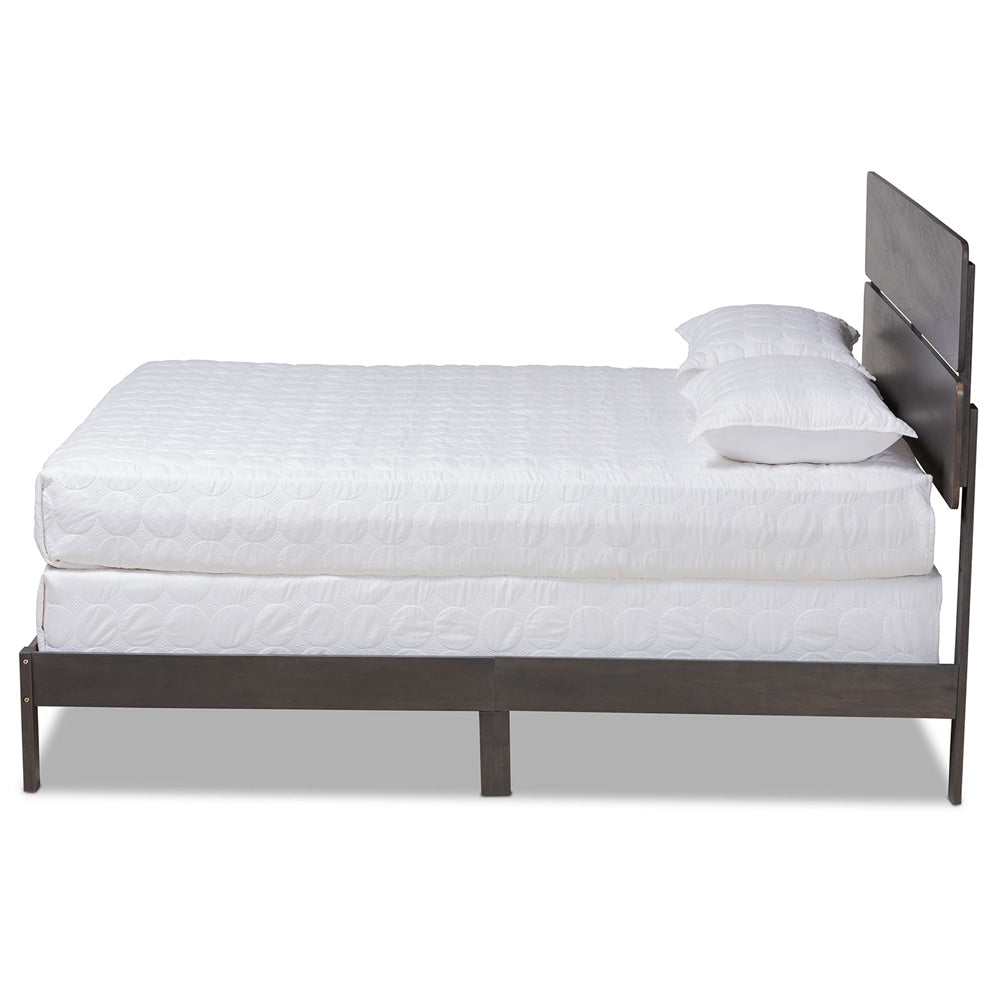 Baxton Studio - Anthony Queen Size Bed in Dark Greyish Oak - MG0024-Green Gray-Queen view 2
