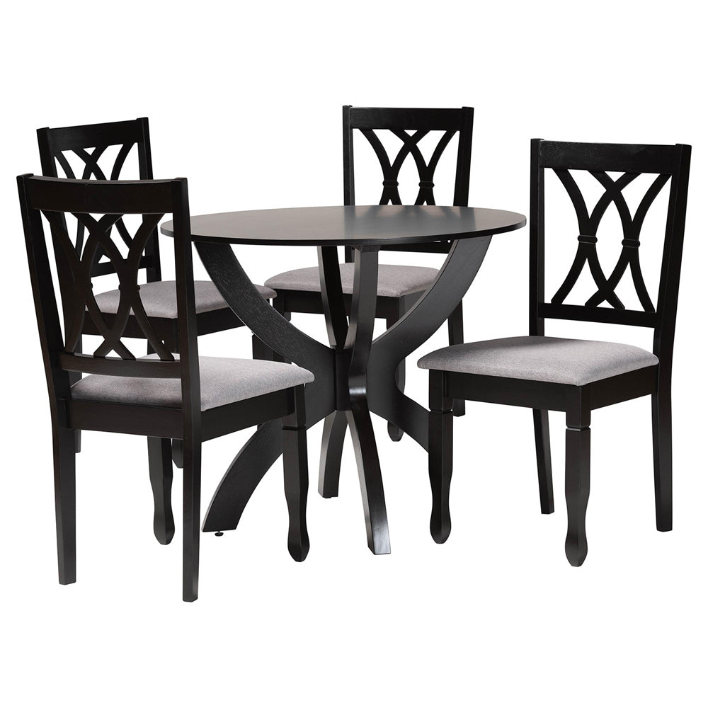 Baxton Studio - April Dining Set in Grey/Dark Brown - Mirela-Grey/Dark Brown-5PC Dining Set view 1