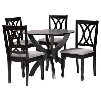 Baxton Studio - April Dining Set in Grey/Dark Brown - Mirela-Grey/Dark Brown-5PC Dining Set view 1