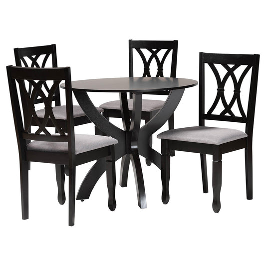 Baxton Studio - April Dining Set in Grey/Dark Brown - Mirela-Grey/Dark Brown-5PC Dining Set view 1