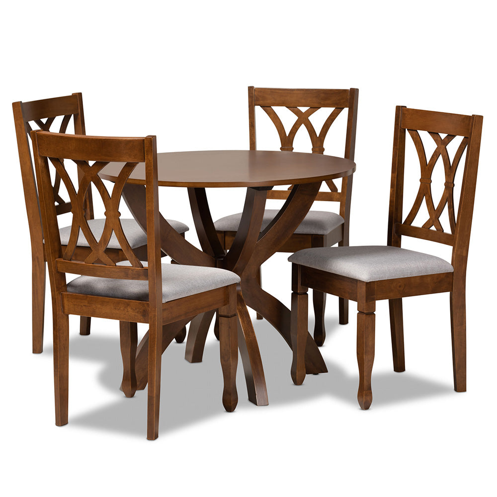 Baxton Studio - April Dining Set in Grey/Walnut - April-Grey/Walnut-5PC Dining Set view 1