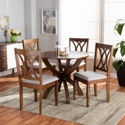 Baxton Studio - April Dining Set in Grey/Walnut - April-Grey/Walnut-5PC Dining Set view 7