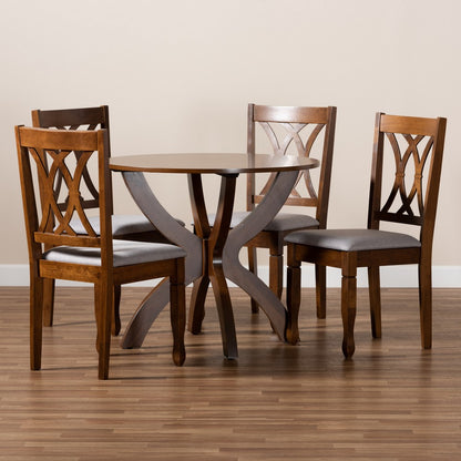 Baxton Studio - April Dining Set in Grey/Walnut - April-Grey/Walnut-5PC Dining Set view 8