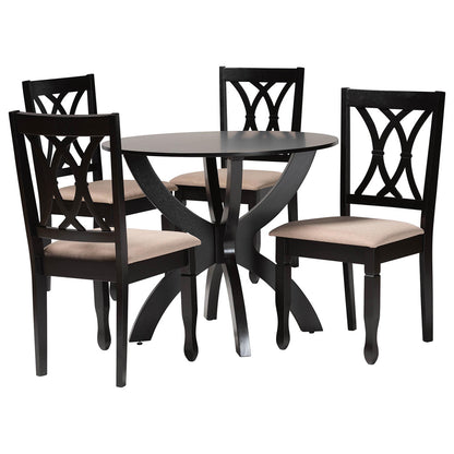 Baxton Studio - April Dining Set in Sand/Dark Brown - Mirela-Sand/Dark Brown-5PC Dining Set view 1